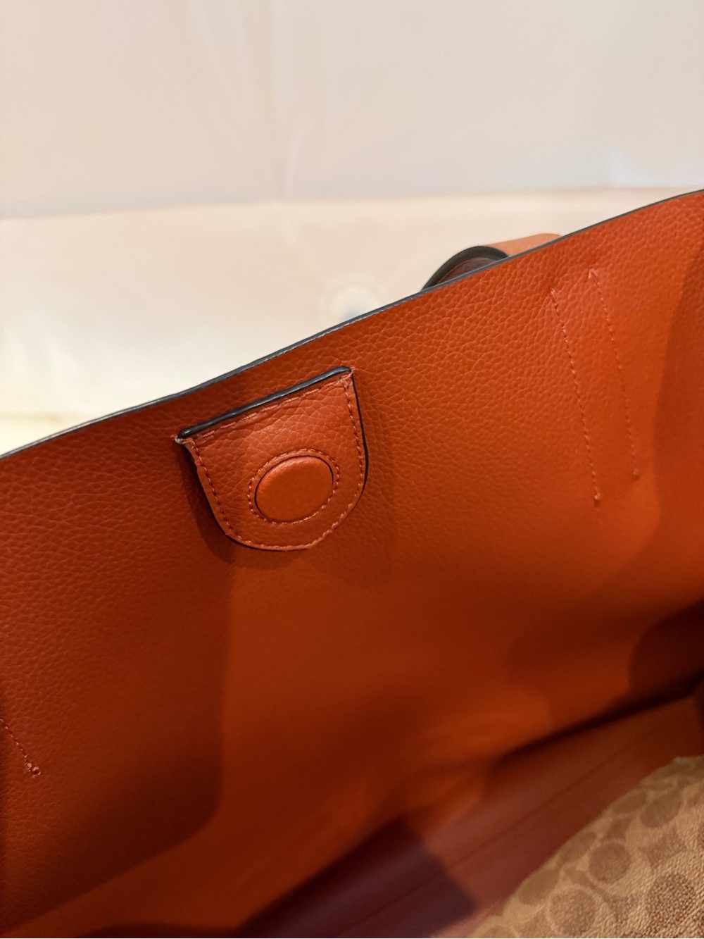 Coach Black Leather Tote with Brown Straps - Picture 6 of 9